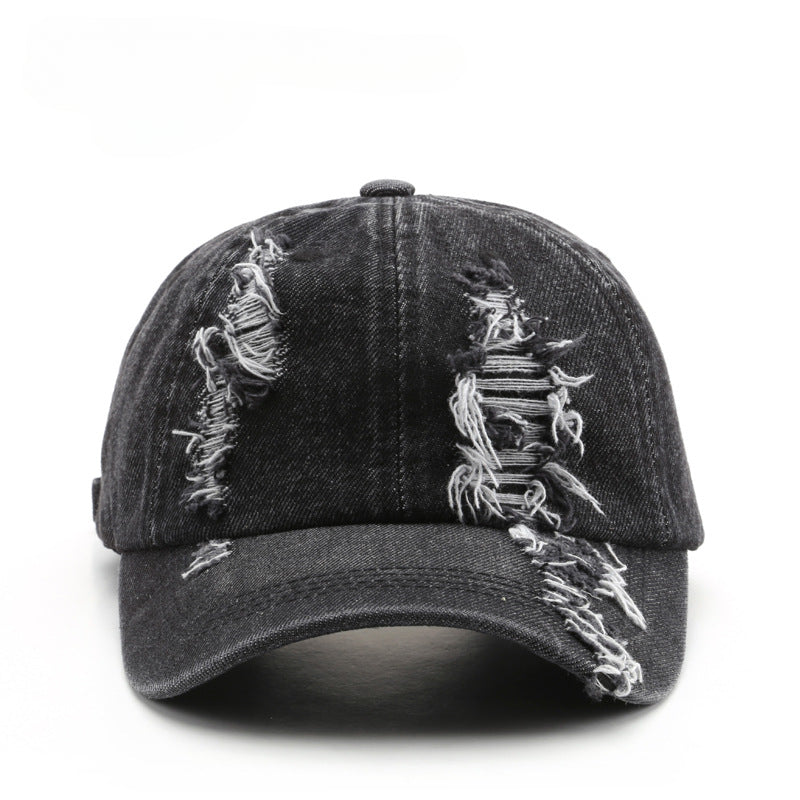 Wholesale Cotton Ripped Washed Distressed Denim Baseball Cap